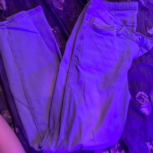 High waisted back low waisted front light blue jeans